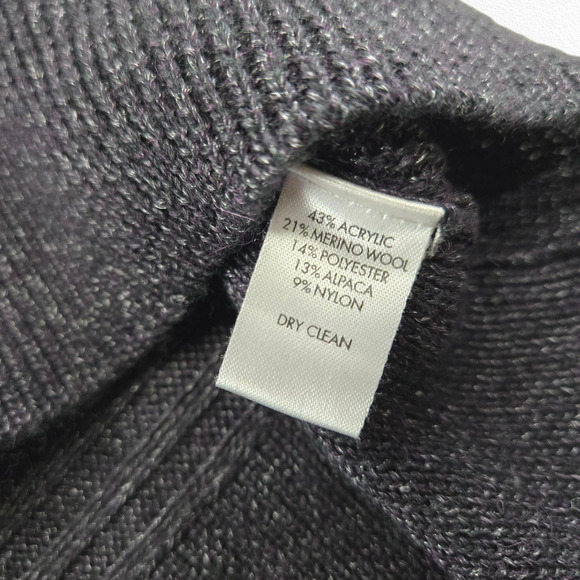 Calvin Klein Dark Plum Rib Knit Tunic Sweater Merino Alpaca Minimalist Size XS - Picture 6 of 8